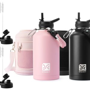 DYSANKY Insulated Water Bottle 64oz Black and Pink