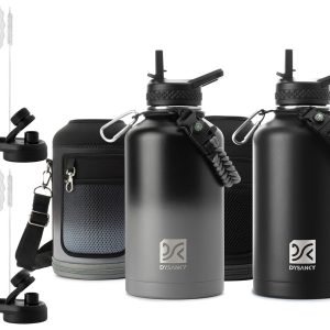 DYSANKY Insulated Water Bottle 64oz Black and Black/Gray