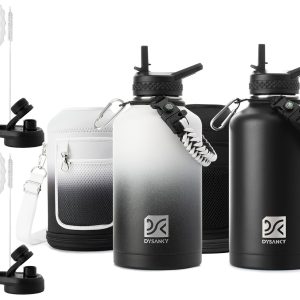 DYSANKY Insulated Water Bottle 64oz Black and White/Black