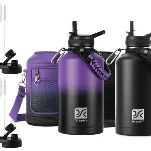 DYSANKY Insulated Water Bottle 64oz Black and Purple/Black