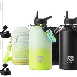DYSANKY Insulated Water Bottle 64oz Black and Gradient Green